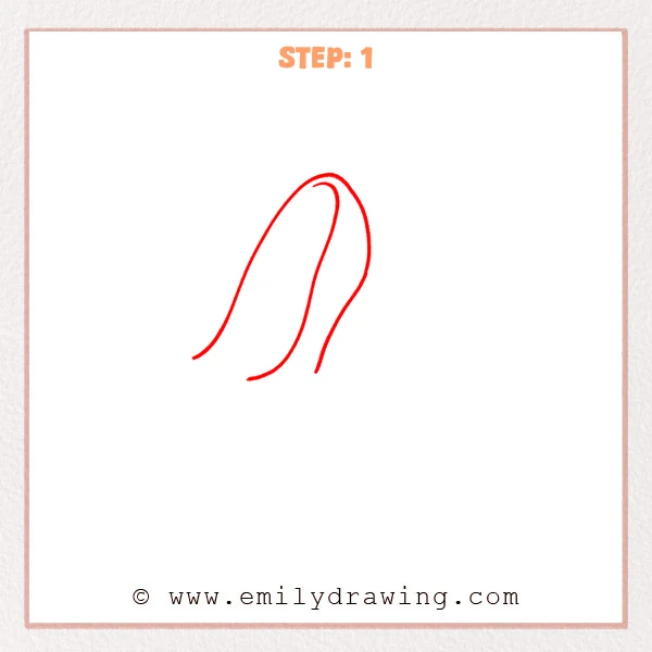how to draw a high heels - A simple sketch beginning how to draw high heels, showing two curved guide lines forming the initial outer silhouette and inner opening.
